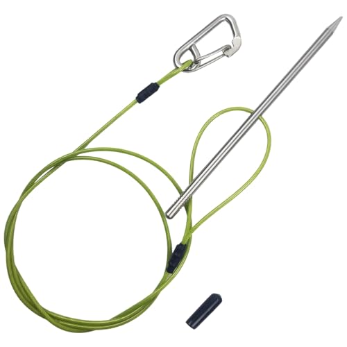 Stainless Steel Fish Stringer, 31.5 in Green Rope, 7.9 in Needle with Safety Buckle and Cap, Fish Holder for Kayak Fishing