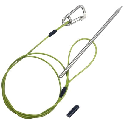 Stainless Steel Fish Stringer, 31.5 in Green Rope, 7.9 in Needle with Safety Buckle and Cap, Fish Holder for Kayak Fishing
