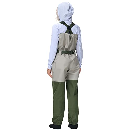 BASSDASH IMMERSE Women’s Breathable Stocking Foot Fishing Waders Waterproof Lightweight Chest Wader - size: Medium 8-9