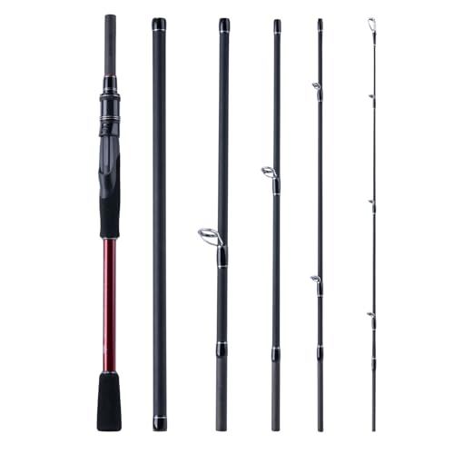 Goture Travel Fishing Rod - Spinning Fishing Rods - Portable 5/6 Sections Adjustable-Length Lightweight 24T Carbon Fiber Fishing Rods for Saltwater Freshwater Trout Bass Walleye Pike, Red - color: 806S - 8ft/2.4m spining rod