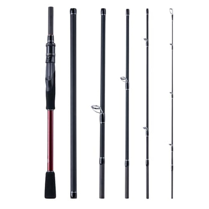Goture Travel Fishing Rod - Spinning Fishing Rods - Portable 5/6 Sections Adjustable-Length Lightweight 24T Carbon Fiber Fishing Rods for Saltwater Freshwater Trout Bass Walleye Pike, Red - color: 806S - 8ft/2.4m spining rod