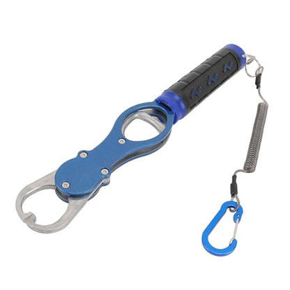 Fish Lip Gripper, Fish Lip Gripper with Scale Aluminum Alloy Grabber Multifunctional Fishing Tool for Men (Blue - color: Blue