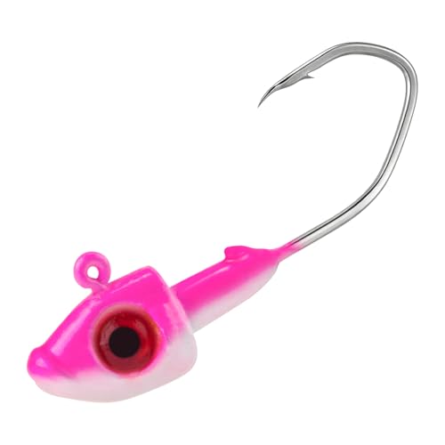 Dr.Fish 10 Pack Crappie Swimbait Jig Heads Freshwater Fishing Jig Minnow Style 3D Eyes Sickle Hook for Panfish Bluegill Bass Walleye Trout Fishing - color: Pink/White, size: 1/16oz-10 Pack