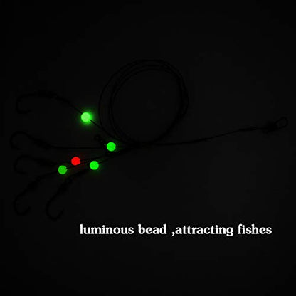 Fishing Hook with Leader,5 Hooks Fishing Rig-7 Strands Nylon Coated Fishing Leader with Swivle,Snap,Hooks - size: 13#