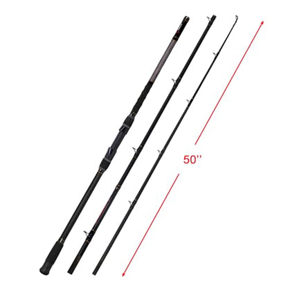 Fiblink Surf Fishing Rod 2 Piece/3 Piece/4 Piece Portable Travel Casting Rod Saltwater Surf Rod (9'/10'/12'/13') - style: Cast-12'-3pc