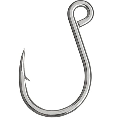 THKFISH 50pcs/100Pcs Box Inline Single Hooks Replacement Fishing Hooks for Lures Baits Inline Circle Hooks Large Eye with Barbed Saltwater Freshwater #2#1 1/0 2/0 3/0 - color: inline hook 3X strong-50pcs-silver