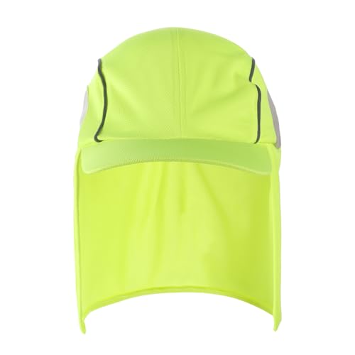 High Visibility Reflective Work Safety Hat Wide Brim Boonie Sun Hat UV Protection Fishing Cap with Neck Flap - color: Yellow