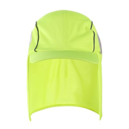 High Visibility Reflective Work Safety Hat Wide Brim Boonie Sun Hat UV Protection Fishing Cap with Neck Flap - color: Yellow