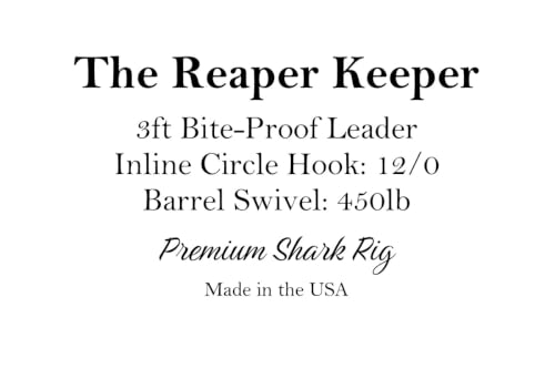 The Reaper Keeper Pro Shark Rig – 3ft 480lb Bite-Proof Stainless Leader, 12/0 Circle Hook, for Surf Casting and Big Game Fishing
