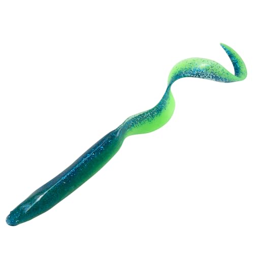 Dr.Fish 5 Pack Sand EEL Lures Saltwater Soft Fishing Lures Swimbait 6 Inch 3/8oz Surf Fishing Creature Baits Soft Plastic Artificial Ribbontail Worm - color: Green/Blue Flash