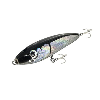 Topwater Pencil Popper Wobbler Hard Stick Baits Handmade Fishing Lure Plug Swimbait with Fishing Treble Hooks Bait Floating Saltwater 4.9OZ - color: black