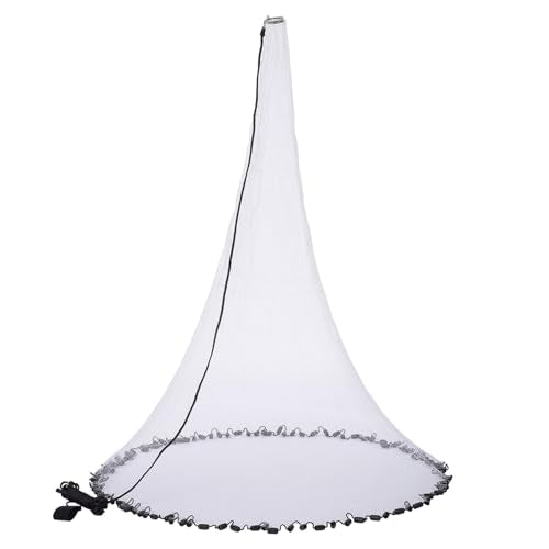 BASSDASH American Saltwater Fishing Cast Net 3/8 1/4-Inch Mesh 4ft 6ft 8ft Radius, 1-Pound Per Foot, for Bait Fish with Utility Bucket Casting - size: 6 Ft, style: 3/8 Mesh