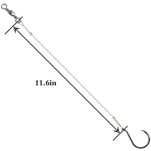 10pcs Extra Strong Offset Circle Hooks Saltwater,Fishing Hook Rig,Sport Fishing Hooks with Leader Black Nickel Coated High Carbon Steel Octopus Fishing Hooks
