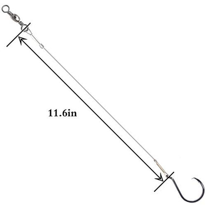 10pcs Extra Strong Offset Circle Hooks Saltwater,Fishing Hook Rig,Sport Fishing Hooks with Leader Black Nickel Coated High Carbon Steel Octopus Fishing Hooks
