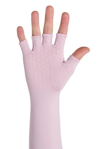 Coolibar Long Fingerless UV Sun Gloves - UPF 50+ Sun Protection - Perpetua - color: Dusty Mauve, size: Large