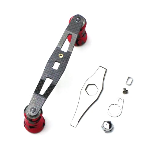 Mr. Z 95mm Carbon Fiber Baitcasting Reel Handle Compatible for Abu Garcia Shimano Daiwa Light Weight Low Profile Casting Reel - color: CAMO Red, size: Left-handed