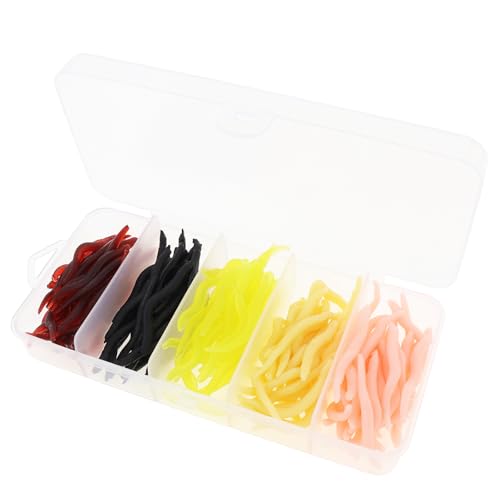 150pcs Soft Fishing Lures Baits, Trout Worm Earthworm Bait Lifelike Fake Worm, Plastic Lifelike Fake Earthworm (1.57 inch)