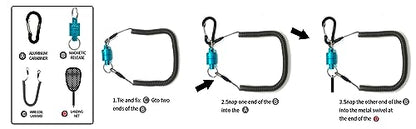 GOODCAT Strongest Magnetic Fly Fishing Net Release - Retractable Coiled Lanyard with Carabiner, Magnet Keychain Clip Retractor - color: A:Blue