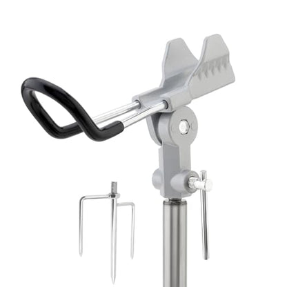 Fishing Rod Holders for Bank Fishing, Fishing Pole Holders for Ground & Beach, 360 Degree Adjustable & Detachable Fishing Pole Stand Equipment - color: Silver