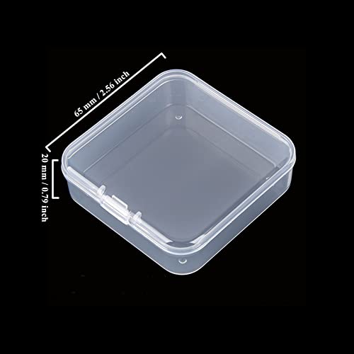 Goodma 100 Pieces Square Mini Clear Plastic Storage Box, 2.56x2.56x0.79 in | Empty, Organizer Containers, Hinged Lids, For Small Items, For Craft Projects - size: 2.56 x 2.56 x 0.79 inch