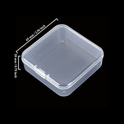 Goodma 100 Pieces Square Mini Clear Plastic Storage Box, 2.56x2.56x0.79 in | Empty, Organizer Containers, Hinged Lids, For Small Items, For Craft Projects - size: 2.56 x 2.56 x 0.79 inch