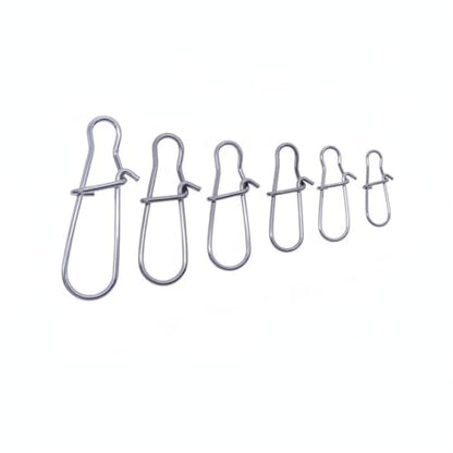 100-Pack Fishing Snap Connectors, Stainless Steel Lure Snaps for Quick Tackle Swapping, Assorted Sizes Saltwater and Freshwater Terminal Tackle Accessories - size: 3.94 x 3.15 x 0.98"