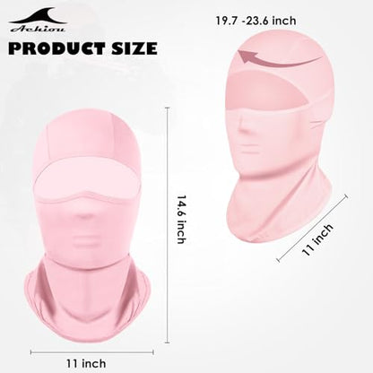 Achiou Ski Mask Balaclava Shiesty, Cooling Ice Silk Motorcycle Face Cover | Ski Mask for Men/Women,Breathable Face Mask,Thin Summer Balaclava,Versatile Use for Skiing Moto,UV Protection,Helmet Friendly - color: Pink