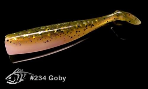 Lunker City Fishing Shaker 3.25" Swimbait Soft Plastic Bass Walleye Lure Saltwater Swimming Tail Action Pike Swim Bait, 7 Per Bag, Made in The USA - color: 234 Goby