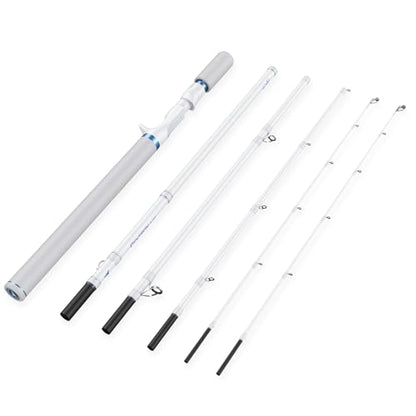 KastKing Centron Lite Travel Fishing Rods, Portable 4/5 Piece Spinning & Casting Rods, Extra Twin-Tip, IM6 Graphite Blanks, Stainless Steel Guides W/Ceramic Rings, Split or Full Rear EVA Handle - size: 7'6"- MH- MF(5 Pcs+ Extra Tip), style: Casting
