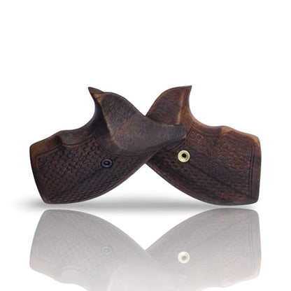 J Round Revolver Grips Compatible with S&W, Real Wood Gun Grips fits Smith & Wesson J Frame Round Butt .38 Special and 9mm Revolvers/Screw Included - color: Fishscale - Brown, size: Walnut Wood
