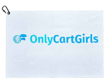OnlyGolf Funny Microfiber Golf Towel – Large 14" x 20" Clip for Golf Bags Clubs Balls Perfect Golf Gag Gift Enthusiasts Waffle Men Premium Carabiner (White OnlyCartGirls) - color: White Onlycartgirls