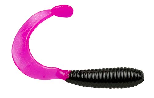 Bobby Garland Hyper Grub Curly-Tail Swim-Bait Crappie Fishing Lure, 2 Inches, Pack of 18 - color: Black Hot Pink
