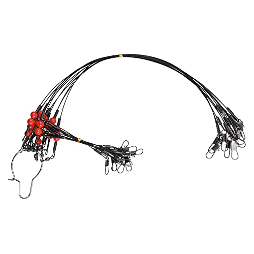 Fishing Leader Rigs Saltwater Tackle Rigs with Swivels Snaps, High Strength Wire Leaders Rigging Surf Fishing Gear Equipment for Lures Bait Hooks Catfish Walleye - color: Black Stainless Steel Leader, size: 12PCS, style: 1 Arm