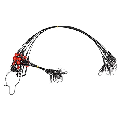 Fishing Leader Rigs Saltwater Tackle Rigs with Swivels Snaps, High Strength Wire Leaders Rigging Surf Fishing Gear Equipment for Lures Bait Hooks Catfish Walleye - color: Black Stainless Steel Leader, size: 12PCS, style: 1 Arm