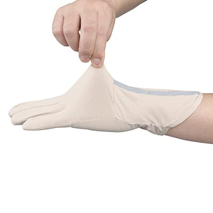 Mens Women Driving Gloves Summer UV Sun Protection Gloves Non-Slip Touchscreen Ice-Silk Sunblock Gloves for Cycling Riding - color: Extended Beige