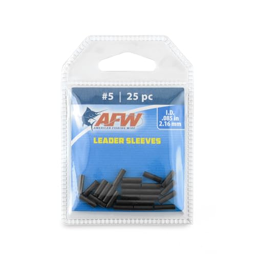 AFW Thin Wall Double Barrel Crimp Sleeves - Premium Fishing Copper Crimp Sleeve with Burr Free Black Finish, Enhanced Flexibility - Durable and Lightweight - Retail & Bulk Pack Available - color: Black, style: #5/.085" - 25 Pc