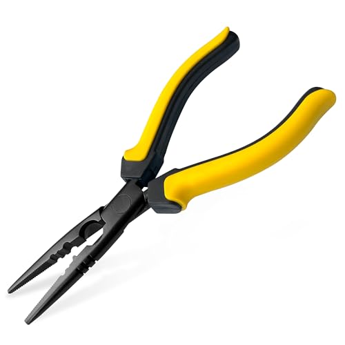 Hanpex-7 inch Fishing Pliers with Anti-rust Teflon coated, Freshwater/Saltwater Fishing Tools, Comfort Grip Handles Fishing Gear Idea for Fishing Trip - style: 7" Straight Nose