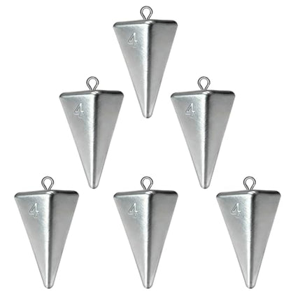 Pyramid Fishing Weights Sinkers Kits Triangle Ocean Saltwater Surf Fishing Gear Tackle Bullet Fishing Weights Sinker 2oz 3oz 4oz - color: 4Oz-6pcs