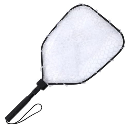 Wooden Fishing Nets - Rubber Fishingnets, Fly Fishing Dipnets, Fishing Nets with Handles - color: White, style: Straight Handle Silicone