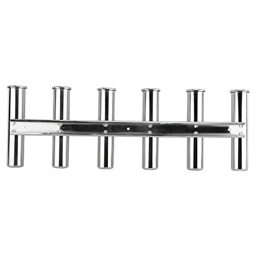 YaeMarine Fishing Rod Holder 316 Stainless Steel Fishing Rod Rack 3Tube/4Tube/5Tube/6Tube Mirror Finish for Marine Boat Yacht Camper - style: 6 Tube