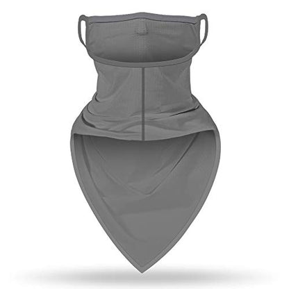 YAYOUREL Neck Gaiter Face Mask Bandanas for Men Women UV Face Scarf Cover Ear Loop Hole Facemask for Fishing Running Cycling - color: Solid Gray