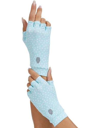 Men's Women's SPF Fingerless Gloves Mittens Sun Protection Unisex Driving Gloves UPF 50+ With Silicone Gel - color: Dot Pattern, size: Small