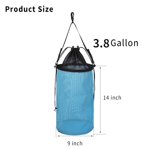 Fishing Bait Mesh Bag - Live Bait Storage Cage, Textilene Mesh Fishing Net - size: 3.8 Gallon
