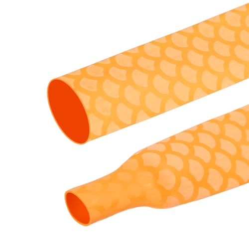 MECCANIXITY 4Pcs 3.3ft 1.1" Dia Heat Shrink Tubing for Fishing Rods, 28mm 1.8:1 Fish Scale Pattern Heat Shrink Wrap Handle Rod Grip with Anti-Slip Waterproof Insulation, Yellow - color: Yellow, size: 28mm