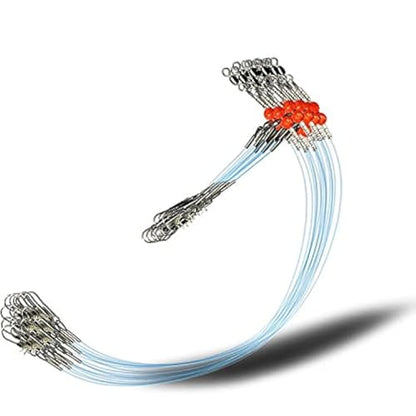 YOTO Fishing Leaders,Saltwater Tackle Rig with Swivels Snap, High-Strength Fishing Wire Gear Equipment for Lures Bait Or Hooks,1Arm and 2Arm - color: Blue Nylon Leaders, style: 1arm，12pack