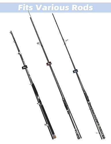 BLUEWING Fishing Rod Wraps Belts Pole Straps 9.8inch 3pcs Elastic Fish Rod Ties Jig for Spinning and Casting - color: Red