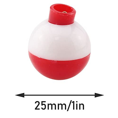 Fishing Bobber 20PCS Red and White ABS Plastic Snap-on Fishing Floats Bobber Round Buoy Fishing Tackle Accessories - size: 25mm