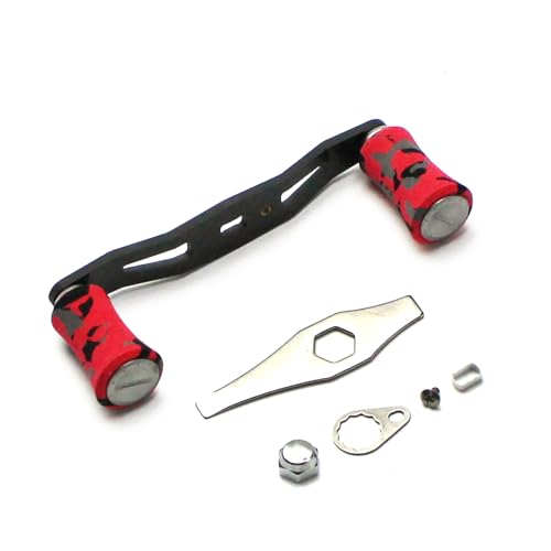 Mr. Z 95mm Carbon Fiber Baitcasting Reel Handle Compatible for Abu Garcia Shimano Daiwa Light Weight Low Profile Casting Reel - color: CAMO Red, size: Left-handed