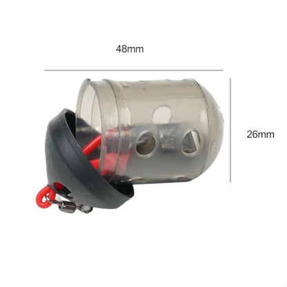 Cap Swim Feeder for Maggots and Groundbait Plastic Fishing Terminal Tackle with Auto-Close Lid for River Match Angling Black 30g(1pc) - size: 1pc