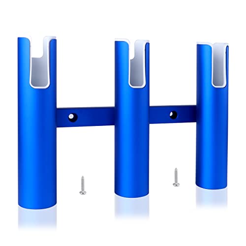 Aluminium Wall-Mounted Fishing Rod Holder for Boat, Garage & Marine - Holds Rods & Poles - color: Large Blue 3 Tubes